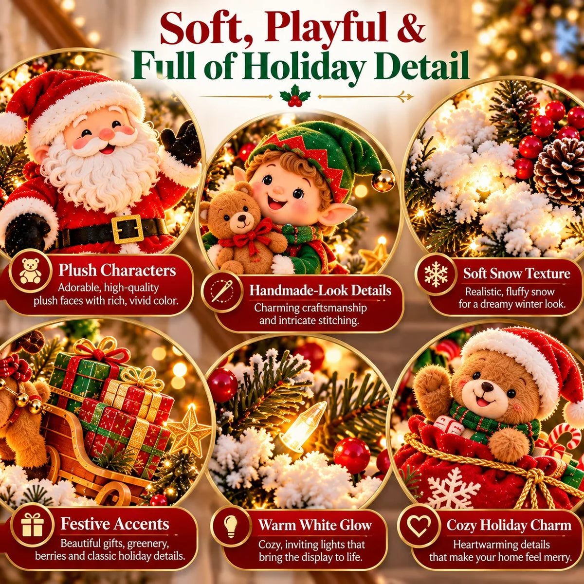 🎅 Santa’s Staircase Workshop™ – Lighted 6-Piece Christmas Stair Railing Decor ⏳