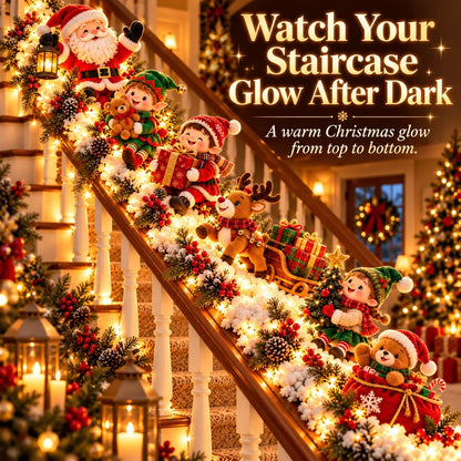 🎅 Santa’s Staircase Workshop™ – Lighted 6-Piece Christmas Stair Railing Decor ⏳