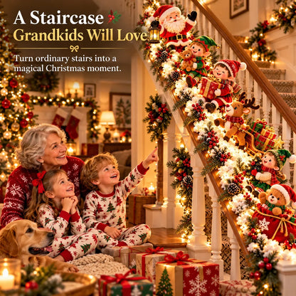 🎅 Santa’s Staircase Workshop™ – Lighted 6-Piece Christmas Stair Railing Decor ⏳