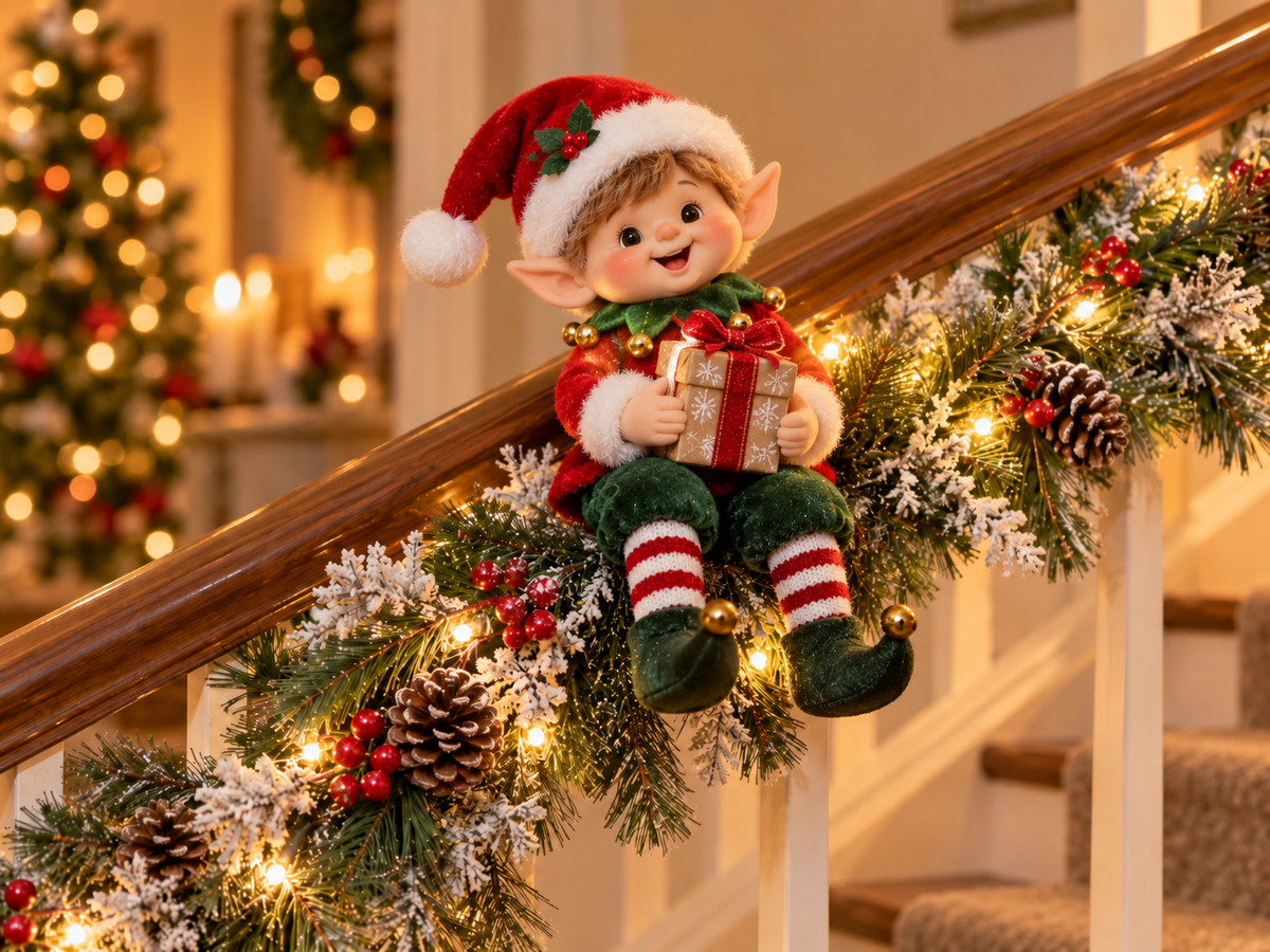🎅 Santa’s Staircase Workshop™ – Lighted 6-Piece Christmas Stair Railing Decor ⏳