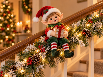 🎅 Santa’s Staircase Workshop™ – Lighted 6-Piece Christmas Stair Railing Decor ⏳