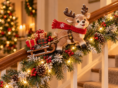 🎅 Santa’s Staircase Workshop™ – Lighted 6-Piece Christmas Stair Railing Decor ⏳