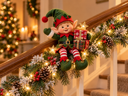 🎅 Santa’s Staircase Workshop™ – Lighted 6-Piece Christmas Stair Railing Decor ⏳