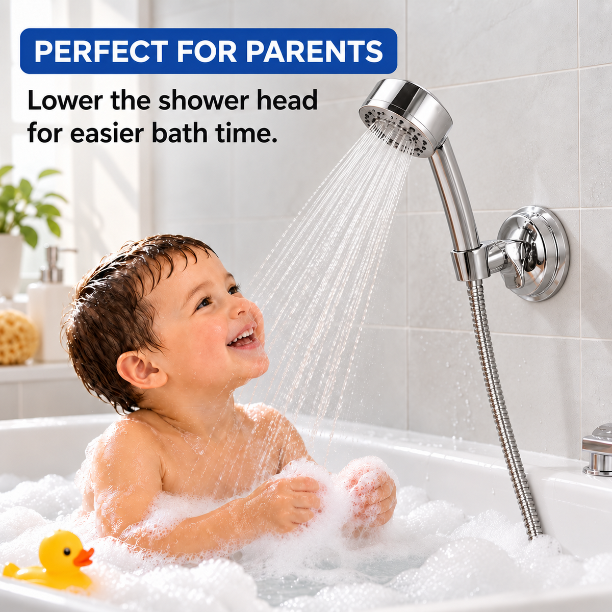 🚿 No-Drill Shower Head Holder – Adjustable Suction Cup Mount