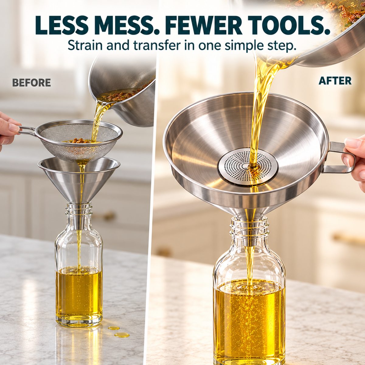 Stainless Steel Kitchen Funnel 🥄 – Easy Pouring & Straining