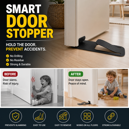 Hands-Free Door Stop 🚪 – Foot-Operated Floor Holder with No Drilling Required