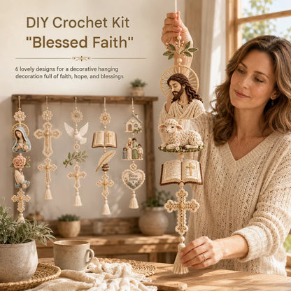 ✝️"Blessed Faith" DIY Crochet Kit – Hanging Decoration