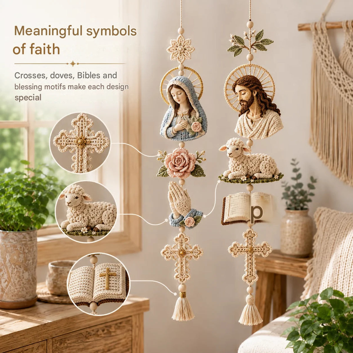 ✝️"Blessed Faith" DIY Crochet Kit – Hanging Decoration