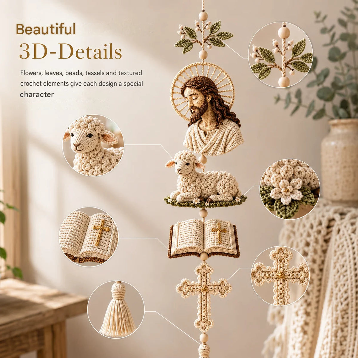 ✝️"Blessed Faith" DIY Crochet Kit – Hanging Decoration