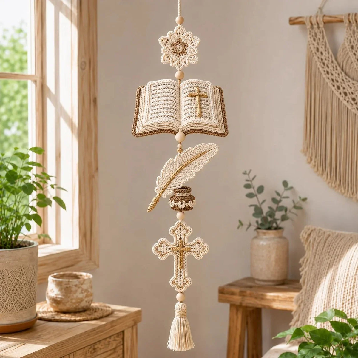 ✝️"Blessed Faith" DIY Crochet Kit – Hanging Decoration
