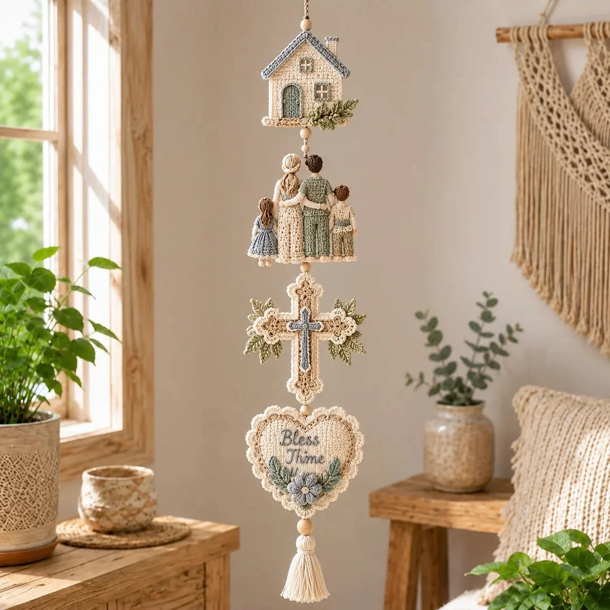 ✝️"Blessed Faith" DIY Crochet Kit – Hanging Decoration