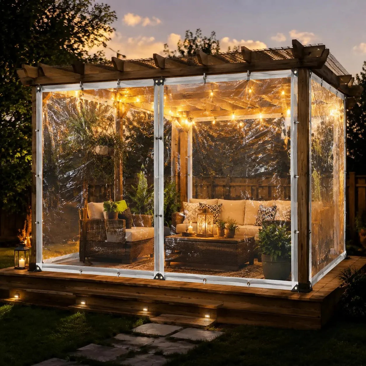 🔥LAST DAY 50% OFF - 🌧️ Transparent Waterproof Tarp with Heavy-Duty Grommets