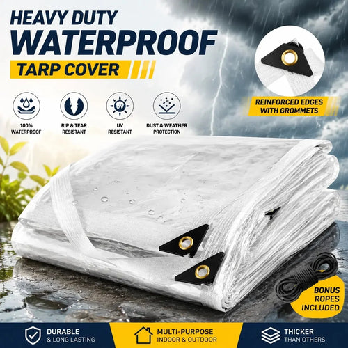 🔥LAST DAY 50% OFF - 🌧️ Transparent Waterproof Tarp with Heavy-Duty Grommets