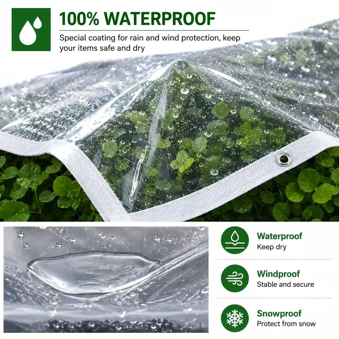 🔥LAST DAY 50% OFF - 🌧️ Transparent Waterproof Tarp with Heavy-Duty Grommets