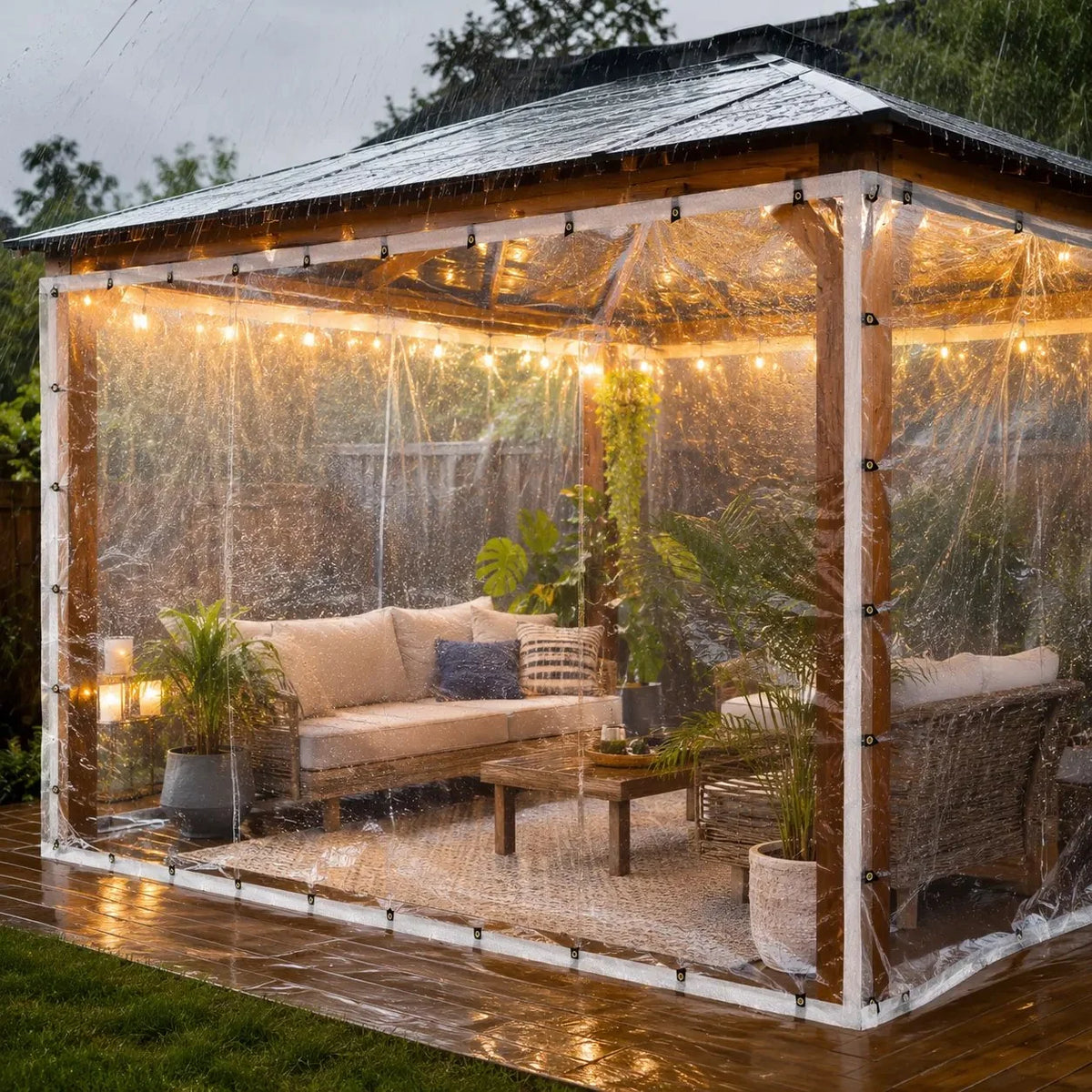 🔥LAST DAY 50% OFF - 🌧️ Transparent Waterproof Tarp with Heavy-Duty Grommets