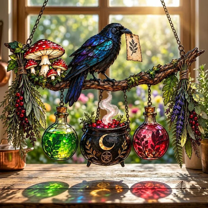 🔥last Day 50% Off – 🖤 🐦‍⬛Raven Witch Suncatcher(✨buy 2 Free Shipping)