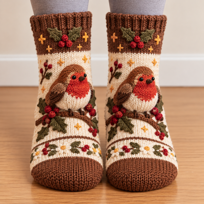 🧦🍂Autumn Cottage Cozy Socks – Cute Woodland Animal Designs
