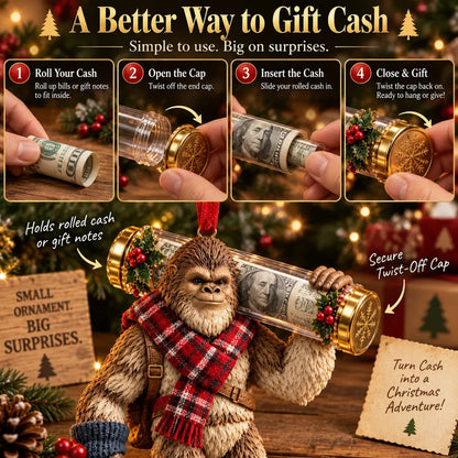 ⏰ LAST DAY SALE 49% OFF! 🎄👣 Bigfoot Christmas Cash Gift Ornament – Fun Holiday Money Holder