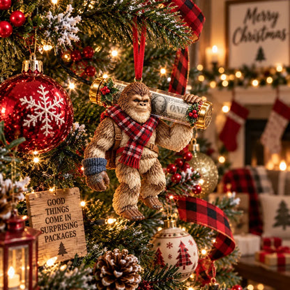 ⏰ LAST DAY SALE 49% OFF! 🎄👣 Bigfoot Christmas Cash Gift Ornament – Fun Holiday Money Holder