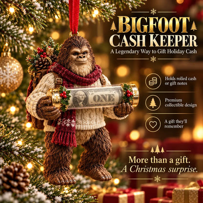 ⏰ LAST DAY SALE 49% OFF! 🎄👣 Bigfoot Christmas Cash Gift Ornament – Fun Holiday Money Holder