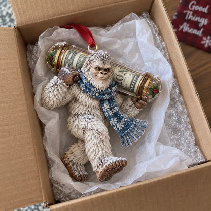 ⏰ LAST DAY SALE 49% OFF! 🎄👣 Bigfoot Christmas Cash Gift Ornament – Fun Holiday Money Holder