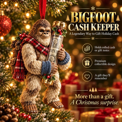 ⏰ LAST DAY SALE 49% OFF! 🎄👣 Bigfoot Christmas Cash Gift Ornament – Fun Holiday Money Holder