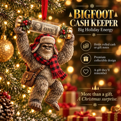 ⏰ LAST DAY SALE 49% OFF! 🎄👣 Bigfoot Christmas Cash Gift Ornament – Fun Holiday Money Holder