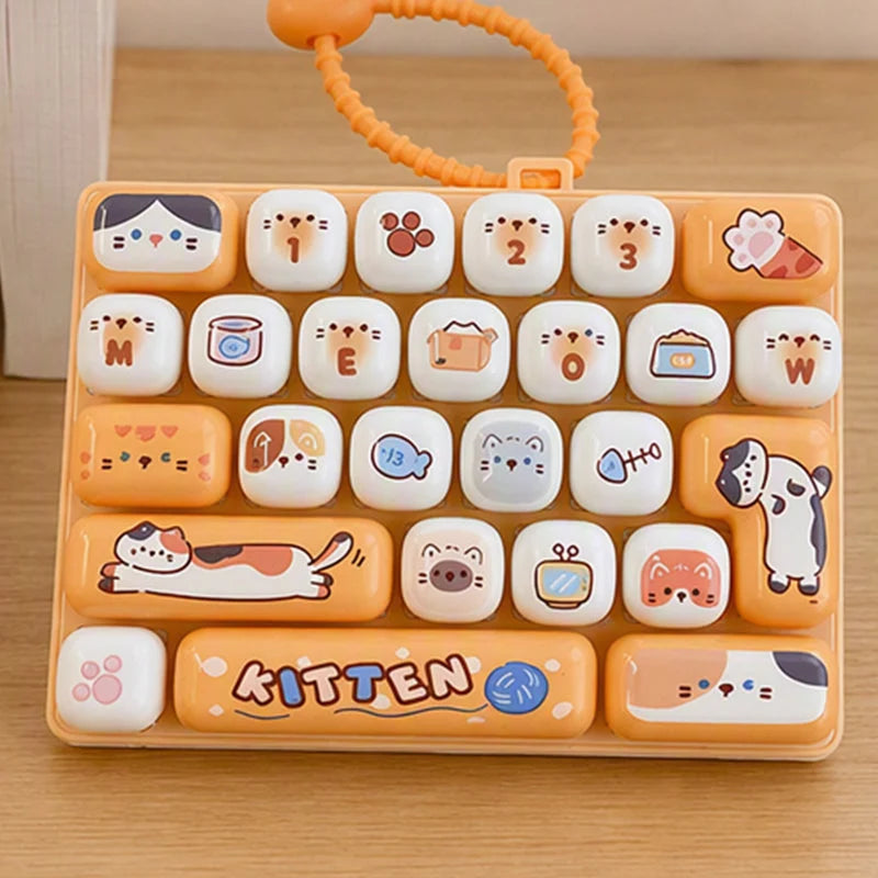 ⌨️ LIMITED-TIME 50% OFF! 🐱 Cute Keyboard Button Keychain Fidget Toy – Tactile Press, Animal Design, Portable ✨