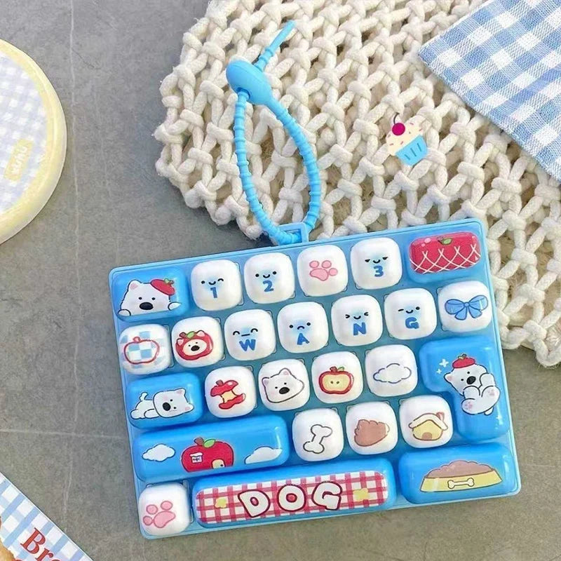 ⌨️ LIMITED-TIME 50% OFF! 🐱 Cute Keyboard Button Keychain Fidget Toy – Tactile Press, Animal Design, Portable ✨