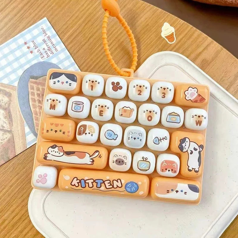 ⌨️ LIMITED-TIME 50% OFF! 🐱 Cute Keyboard Button Keychain Fidget Toy – Tactile Press, Animal Design, Portable ✨