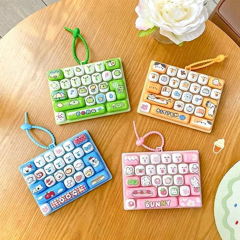 ⌨️ LIMITED-TIME 50% OFF! 🐱 Cute Keyboard Button Keychain Fidget Toy – Tactile Press, Animal Design, Portable ✨