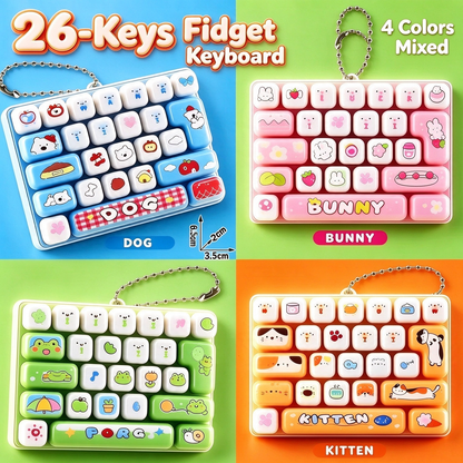 ⌨️ LIMITED-TIME 50% OFF! 🐱 Cute Keyboard Button Keychain Fidget Toy – Tactile Press, Animal Design, Portable ✨