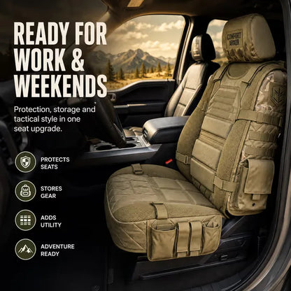 🎖️ Military‑Style Auto Seat Protectors｜Universal Fit Heavy‑Duty Cushion For Long‑Drive Vehicle Owners