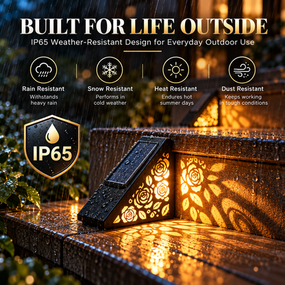 🌹☀️ Solar Rose Step Lights – Warm Glow for Stairs, Decks & Pathways