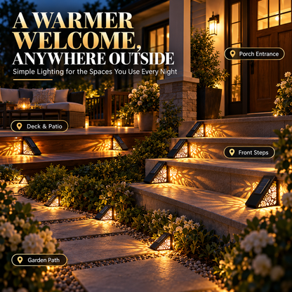 🌹☀️ Solar Rose Step Lights – Warm Glow for Stairs, Decks & Pathways