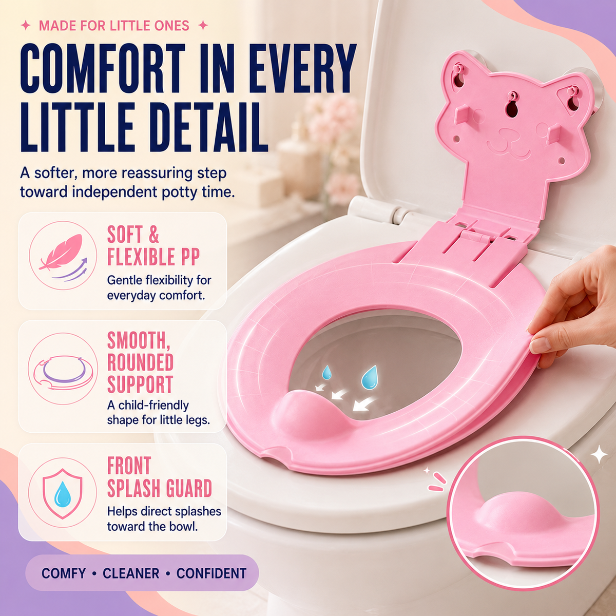 🐻 Toddler Flip-Down Potty Seat – A Cleaner, Easier Start to Toilet Training 🚽