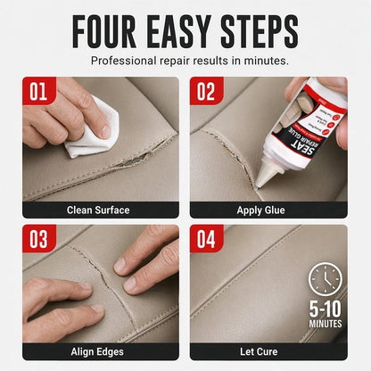 💯 Quick Dry Car Seat Leather Repair Glue‑ Precision Nozzle Vinyl & Leather Adhesive, Permanent Bond Repair Glue for Car Seats, Sofas & Leather Furnitures