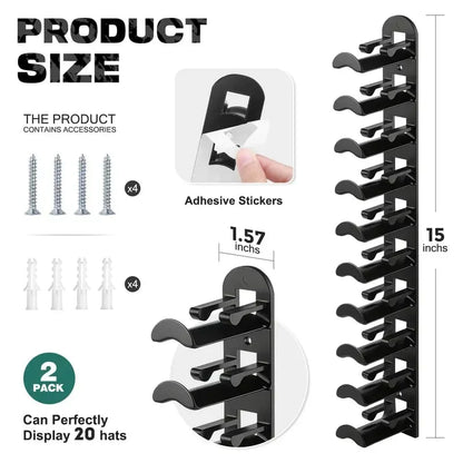 Hat Rack for Wall – Baseball Cap Organizer Holds Up to 20 Hats