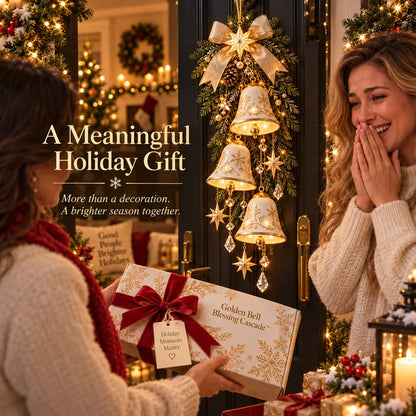 🔔✨Last Day 49% Off✨✨ Golden Bell Blessing Cascade – Lighted Christmas Door Decor
