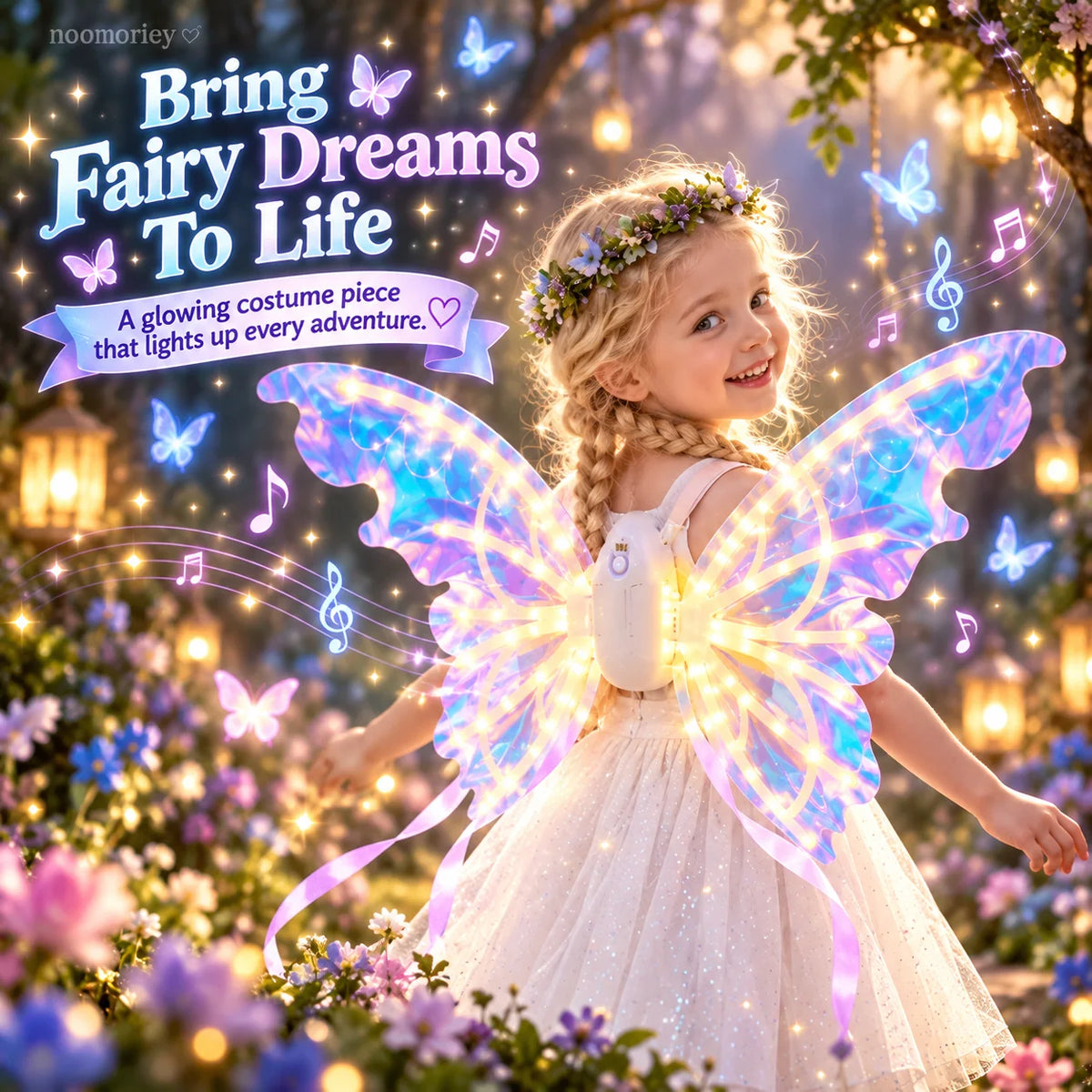 🦋 Magical Moving Butterfly Wings – Light Up Fairy Costume For Kids & Parties