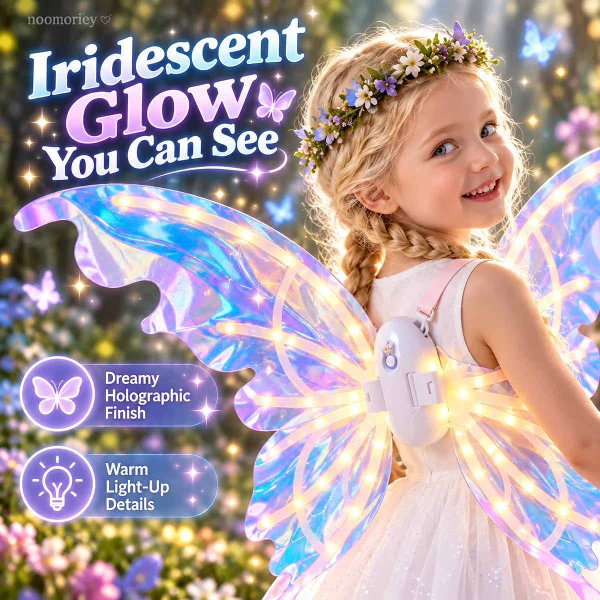 🦋 Magical Moving Butterfly Wings – Light Up Fairy Costume For Kids & Parties