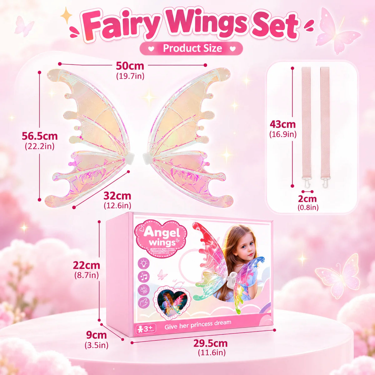 🦋 Magical Moving Butterfly Wings – Light Up Fairy Costume For Kids & Parties
