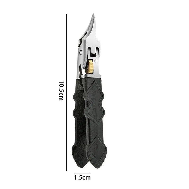 Black Anti-Slip Grip Gear Lock Nail Clipper Set with Ultra-Sharp Tips for Precise Access to Nail Grooves