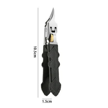 Black Anti-Slip Grip Gear Lock Nail Clipper Set with Ultra-Sharp Tips for Precise Access to Nail Grooves
