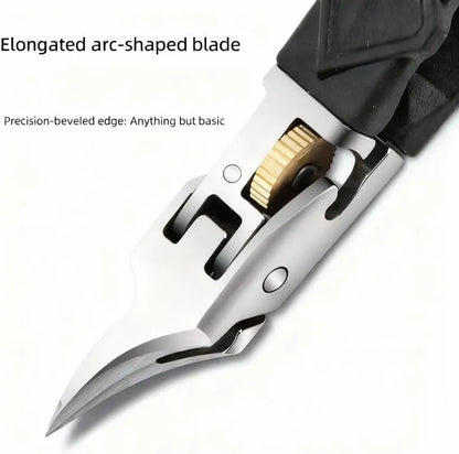Black Anti-Slip Grip Gear Lock Nail Clipper Set with Ultra-Sharp Tips for Precise Access to Nail Grooves