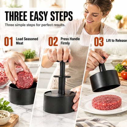 🍔 Spring-Loaded Burger Press – Easy Patty Maker for Beef, Shrimp & More