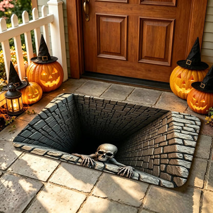 🎃 Spooky Halloween Entryway Mat with 3D Skull and Creepy Clown Design 👻