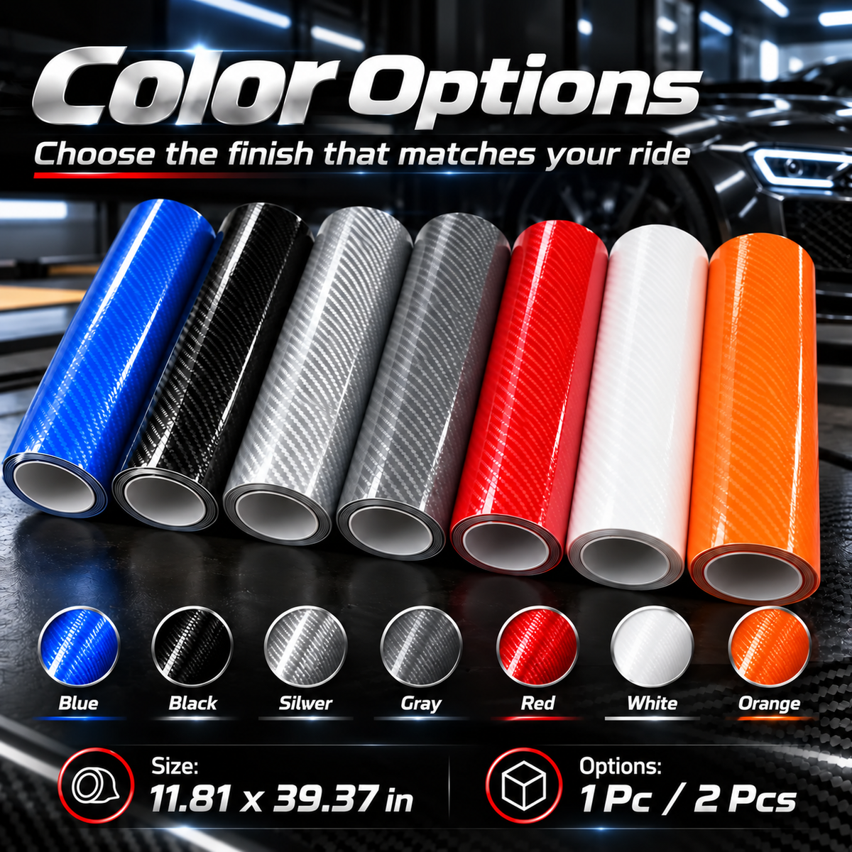 🚗 6D Gloss Carbon Fiber Vinyl Wrap | Self-Adhesive Car Trim Film