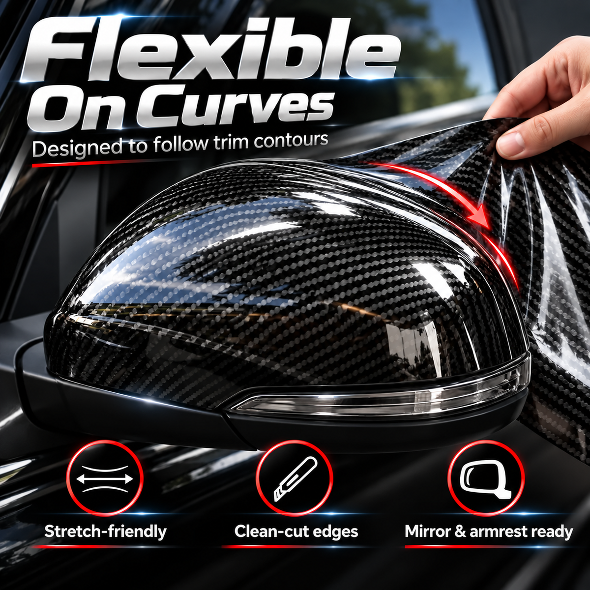 🚗 6D Gloss Carbon Fiber Vinyl Wrap | Self-Adhesive Car Trim Film