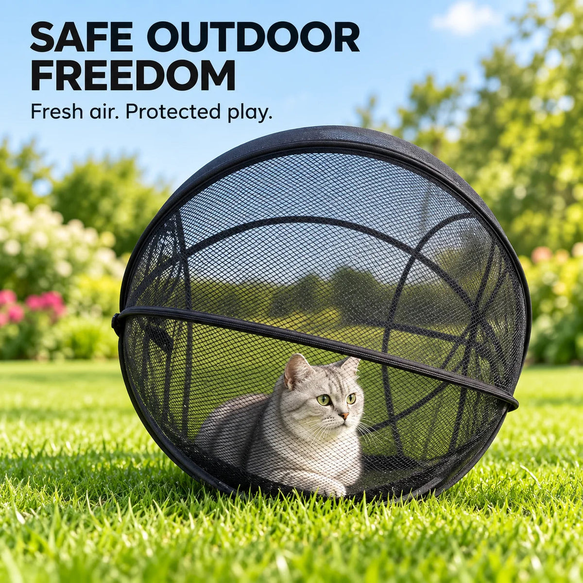 🐱 Pop-Up Cat Playpen – Breathable Mesh Enclosure for Indoor & Outdoor Fun